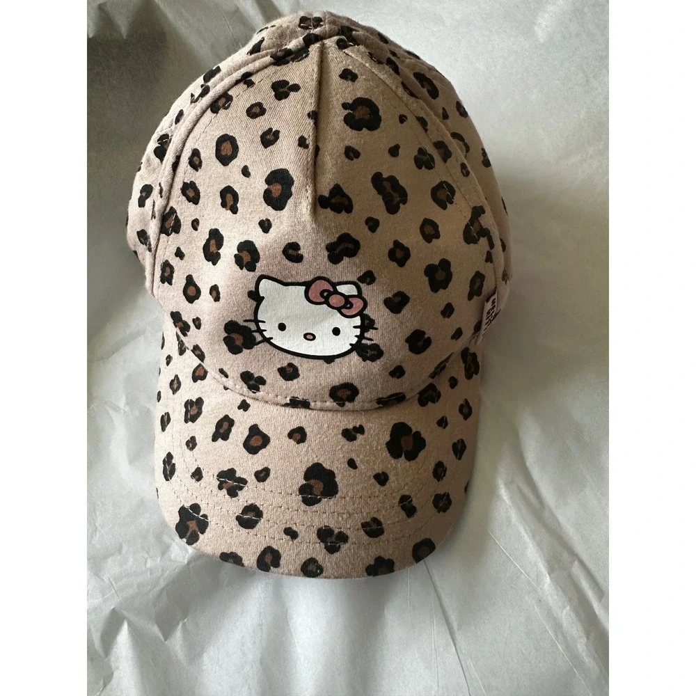 HM Sanrio Hello Kitty Leopard Print Baseball Cap Hat Kids 12-18M Tan Pink